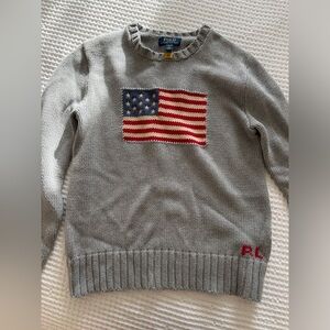 Polo Ralph Lauren American Flag Sweater Boys L 14-16 fits like Women’s XS